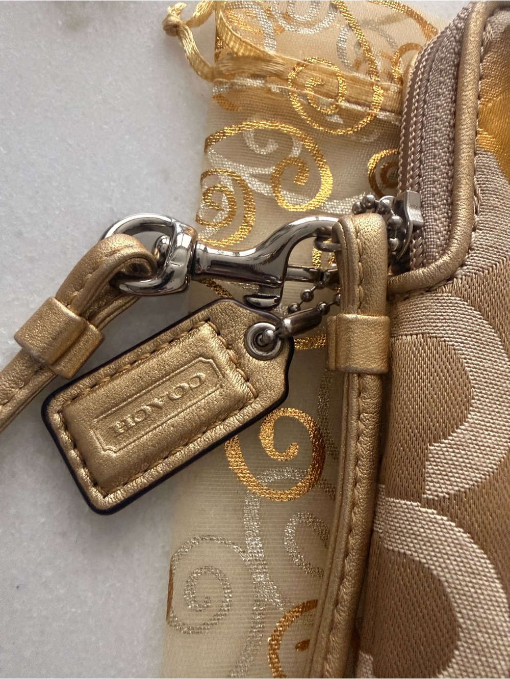 Coach Poppy Chan Goldy Wristlet - Gold/Tan - Picture 4 of 6